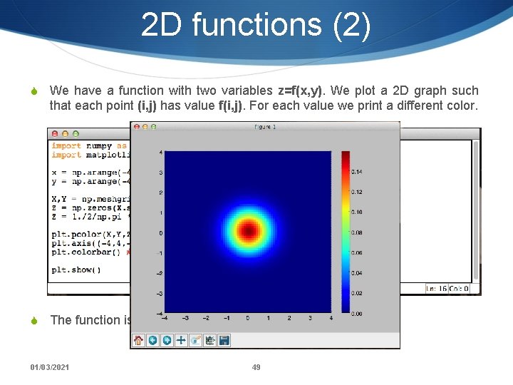 2 D functions (2) S We have a function with two variables z=f(x, y).