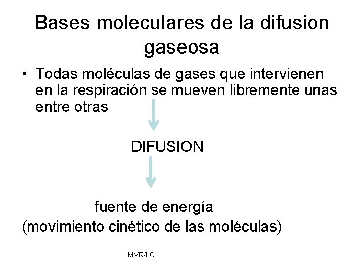 Bases moleculares de la difusion gaseosa • Todas moléculas de gases que intervienen en