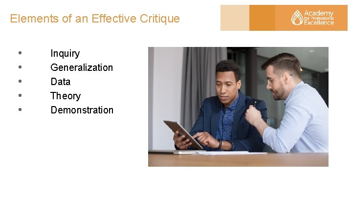 Elements of an Effective Critique • • • Inquiry Generalization Data Theory Demonstration 