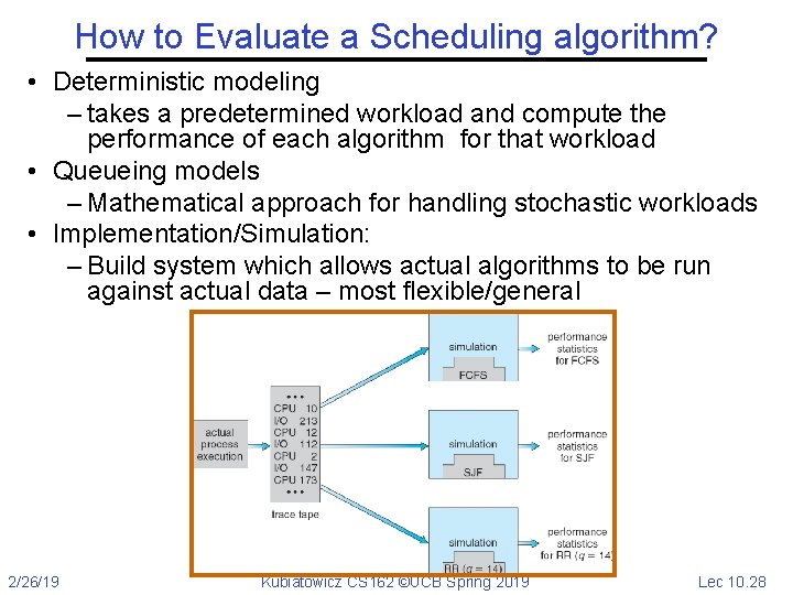 How to Evaluate a Scheduling algorithm? • Deterministic modeling – takes a predetermined workload