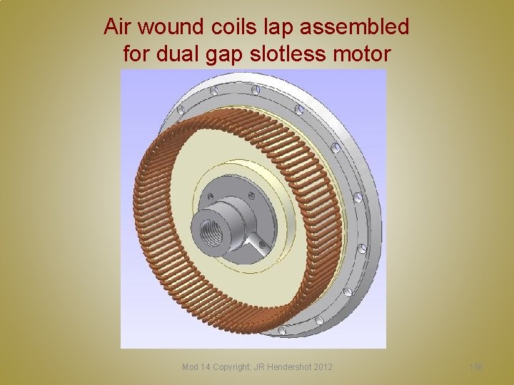 Air wound coils lap assembled for dual gap slotless motor Mod 14 Copyright: JR