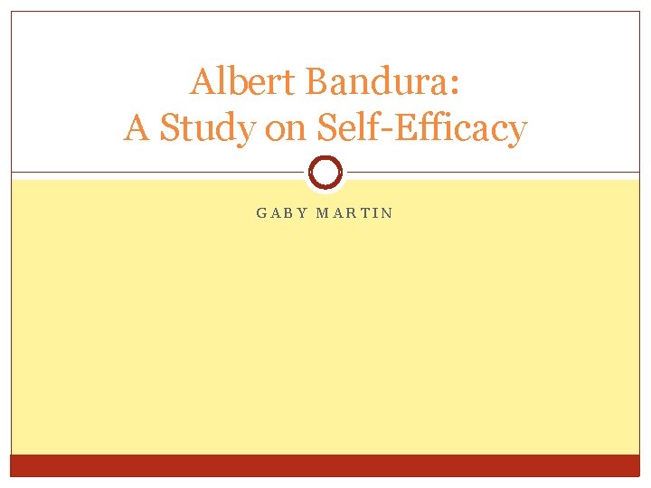 Albert Bandura: A Study on Self-Efficacy GABY MARTIN 