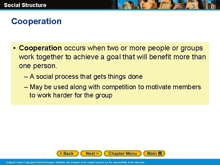 Social Structure Cooperation • Cooperation occurs when two or more people or groups work Social Structure Cooperation • Cooperation occurs when two or more people or groups work