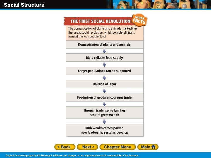 Social Structure Original Content Copyright © Holt Mc. Dougal. Additions and changes to the Social Structure Original Content Copyright © Holt Mc. Dougal. Additions and changes to the