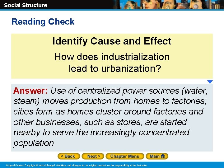 Social Structure Reading Check Identify Cause and Effect How does industrialization lead to urbanization? Social Structure Reading Check Identify Cause and Effect How does industrialization lead to urbanization?