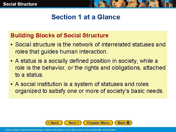 Social Structure Section 1 at a Glance Building Blocks of Social Structure • Social Social Structure Section 1 at a Glance Building Blocks of Social Structure • Social