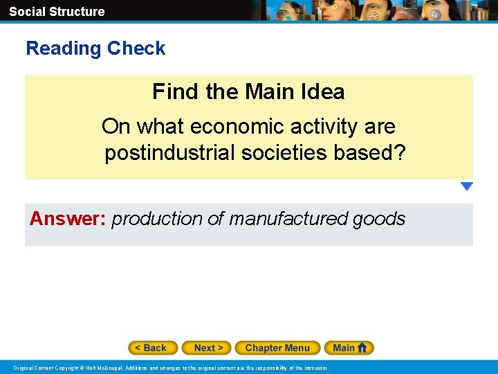 Social Structure Reading Check Find the Main Idea On what economic activity are postindustrial Social Structure Reading Check Find the Main Idea On what economic activity are postindustrial