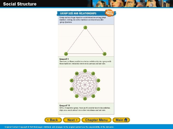 Social Structure Original Content Copyright © Holt Mc. Dougal. Additions and changes to the Social Structure Original Content Copyright © Holt Mc. Dougal. Additions and changes to the