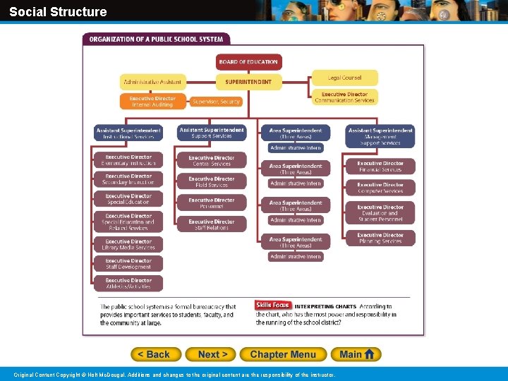 Social Structure Original Content Copyright © Holt Mc. Dougal. Additions and changes to the Social Structure Original Content Copyright © Holt Mc. Dougal. Additions and changes to the