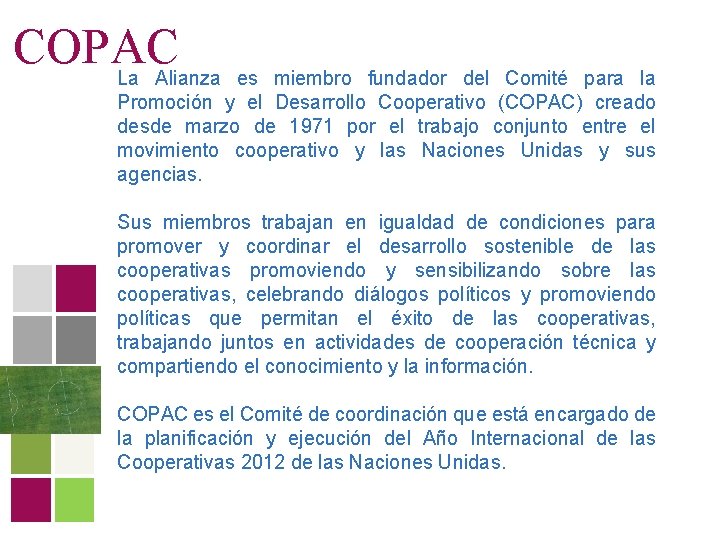 COPAC La Alianza es miembro fundador del Comité para la Promoción y el Desarrollo