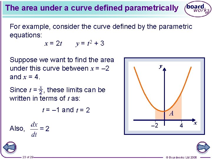 The area under a curve defined parametrically For example, consider the curve defined by