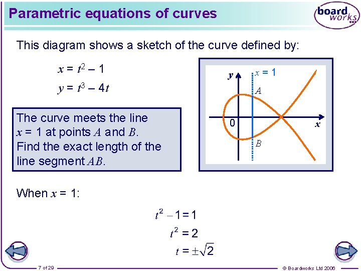 Parametric equations of curves This diagram shows a sketch of the curve defined by: