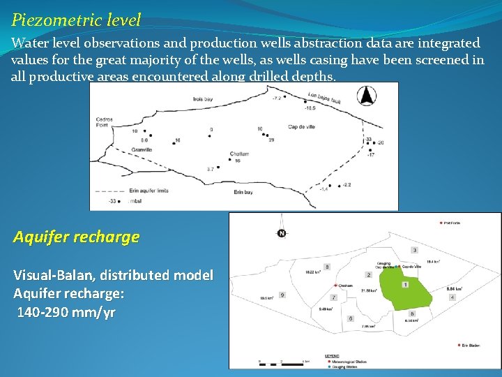 Piezometric level Water level observations and production wells abstraction data are integrated values for