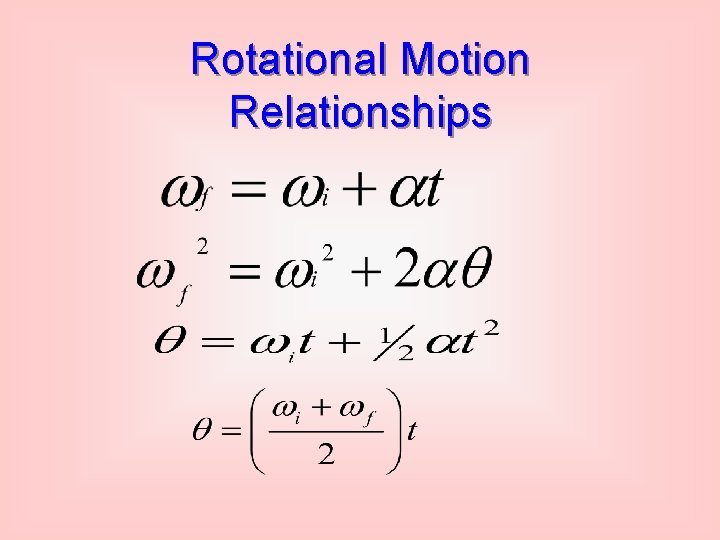 Rotational Motion Relationships 