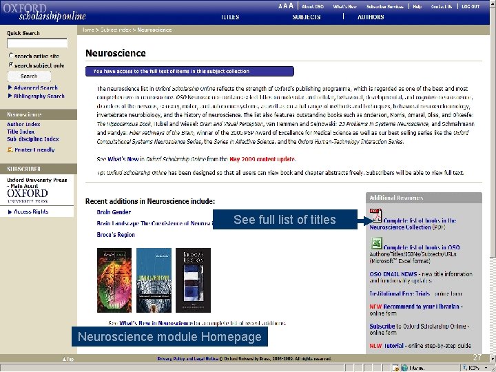 See full list of titles Neuroscience module Homepage 27 
