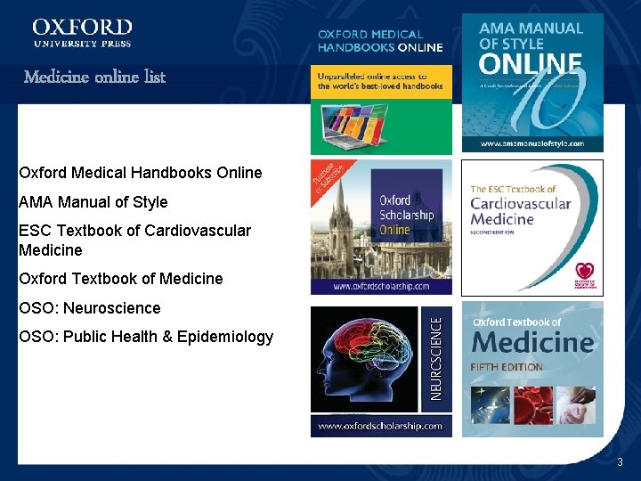 Medicine online list Oxford Medical Handbooks Online AMA Manual of Style ESC Textbook of