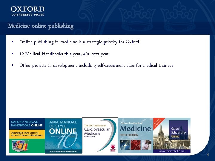 Medicine online publishing • Online publishing in medicine is a strategic priority for Oxford