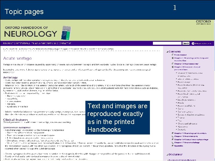 1 Topic pages Text and images are reproduced exactly as in the printed Handbooks