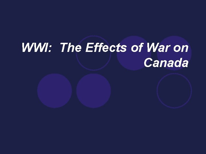 WWI: The Effects of War on Canada 