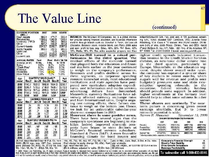 47 The Value Line (continued) 