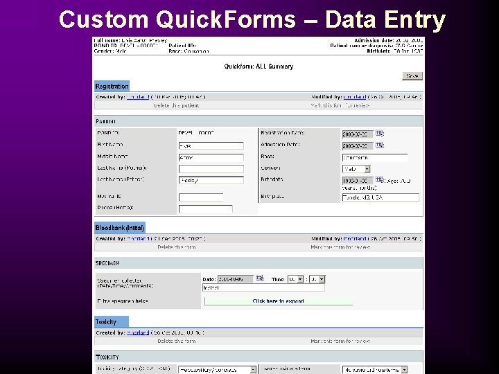 Custom Quick. Forms – Data Entry 