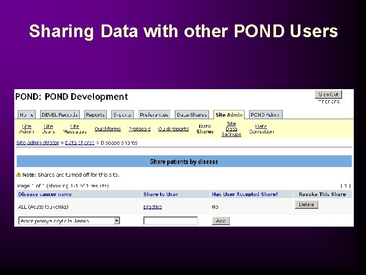 Sharing Data with other POND Users 
