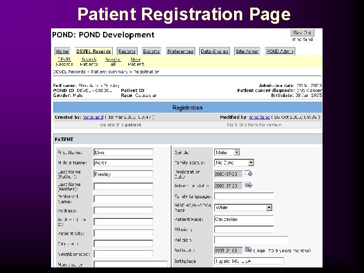 Patient Registration Page 