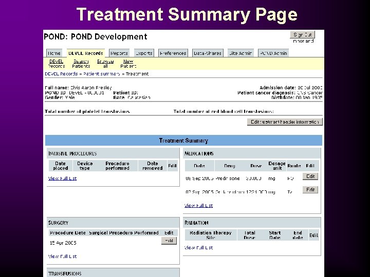 Treatment Summary Page 