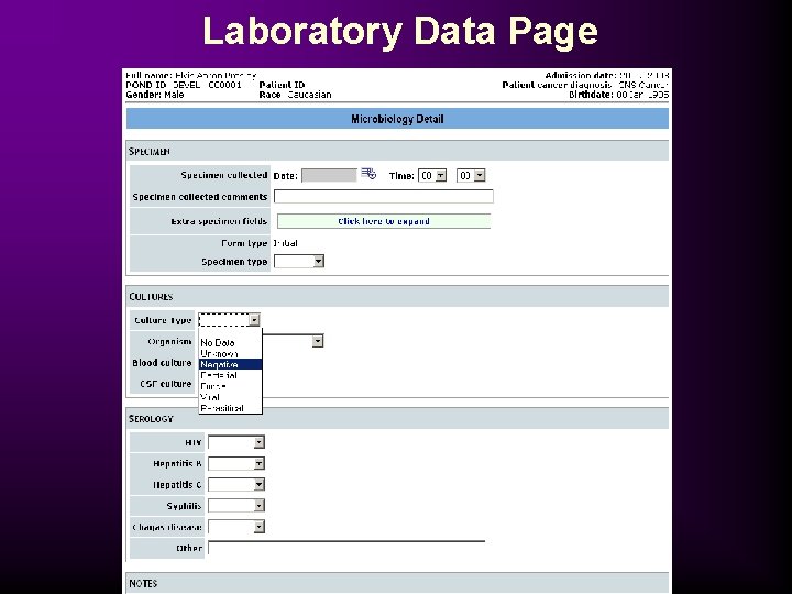 Laboratory Data Page 