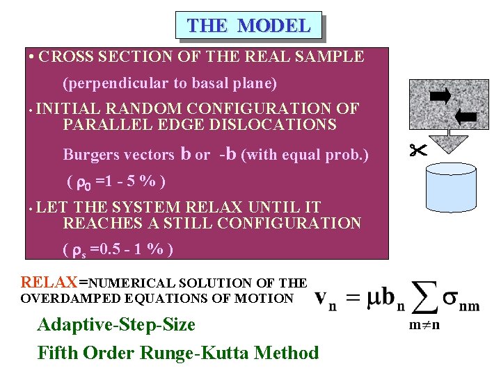 THE MODEL • CROSS SECTION OF THE REAL SAMPLE (perpendicular to basal plane) •
