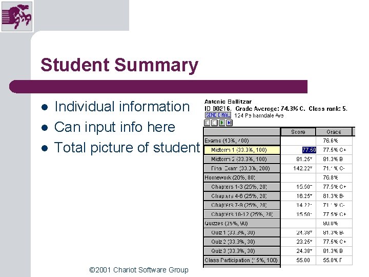 Student Summary l l l Individual information Can input info here Total picture of Student Summary l l l Individual information Can input info here Total picture of