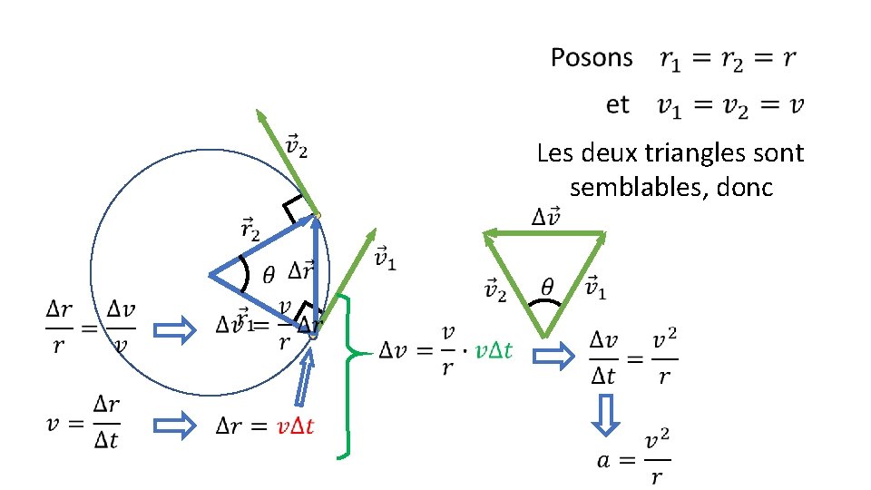  Les deux triangles sont semblables, donc 