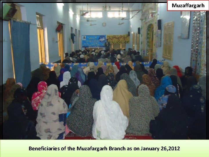 Muzaffargarh Beneficiaries of the Muzafargarh Branch as on January 26, 2012 