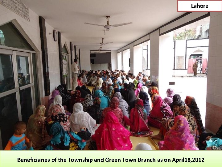 Lahore Beneficiaries of the Township and Green Town Branch as on April 18, 2012
