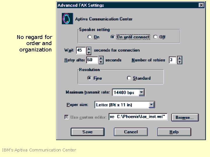 No regard for order and organization IBM's Aptiva Communication Center 