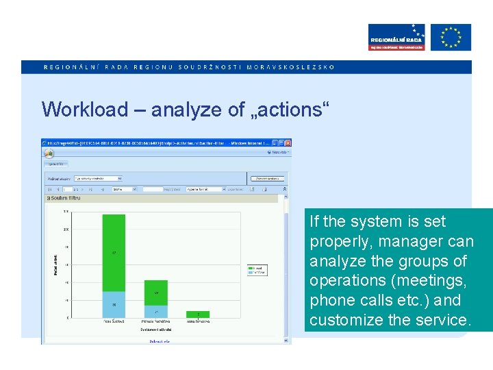 Workload – analyze of „actions“ If the system is set properly, manager can analyze