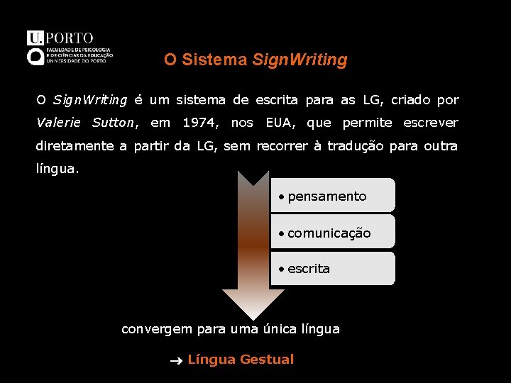 O Sistema Sign. Writing O Sign. Writing é um sistema de escrita para as