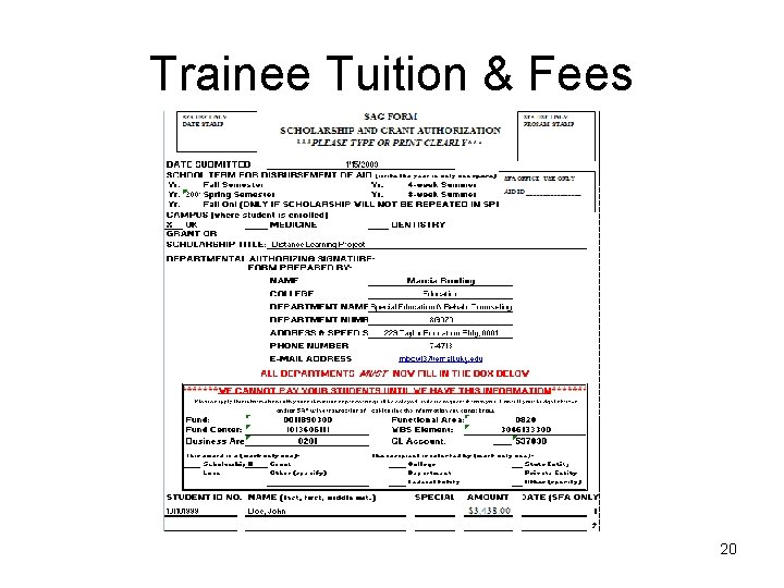 Trainee Tuition & Fees 20 