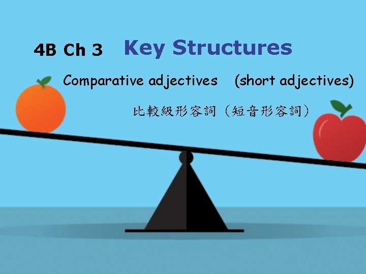 4 B Ch 3 Key Structures Comparative adjectives (short adjectives) 比較級形容詞 (短音形容詞) 