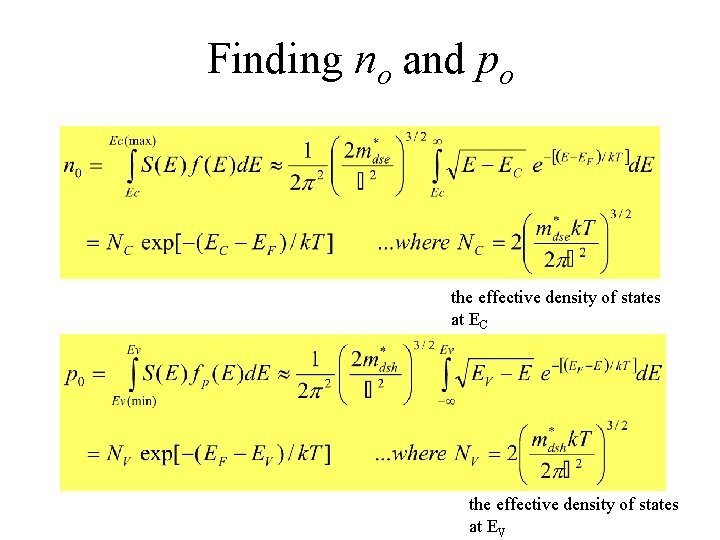 Finding no and po the effective density of states at EC the effective density