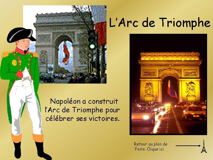 L’Arc de Triomphe Napoléon a construit l’Arc de Triomphe pour célébrer ses victoires. Retour