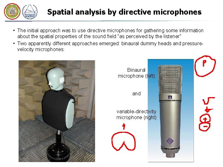 Spatial analysis by directive microphones • The initial approach was to use directive microphones