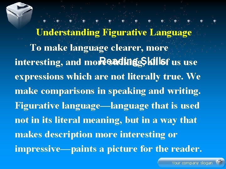 Understanding Figurative Language To make language clearer, more Reading interesting, and more striking, Skills
