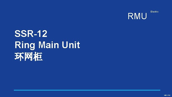 RMU Electric SSR-12 Ring Main Unit 环网柜 V 07 -1712 