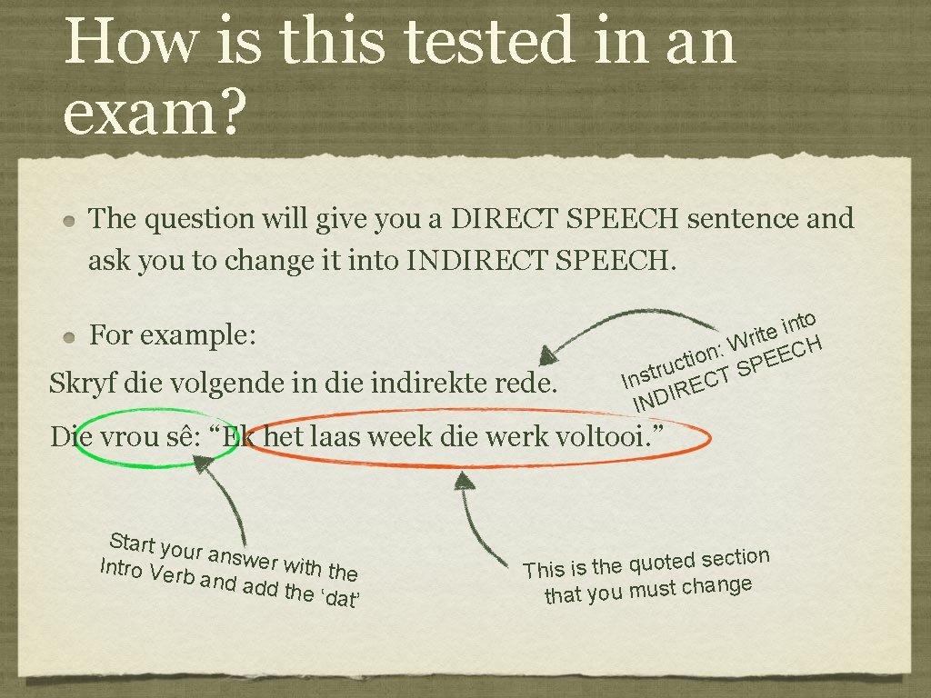 How is this tested in an exam? The question will give you a DIRECT