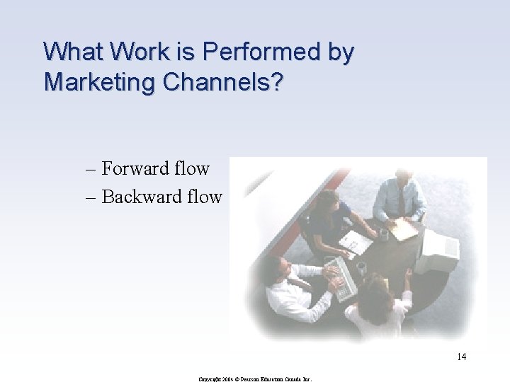 What Work is Performed by Marketing Channels? – Forward flow – Backward flow 14