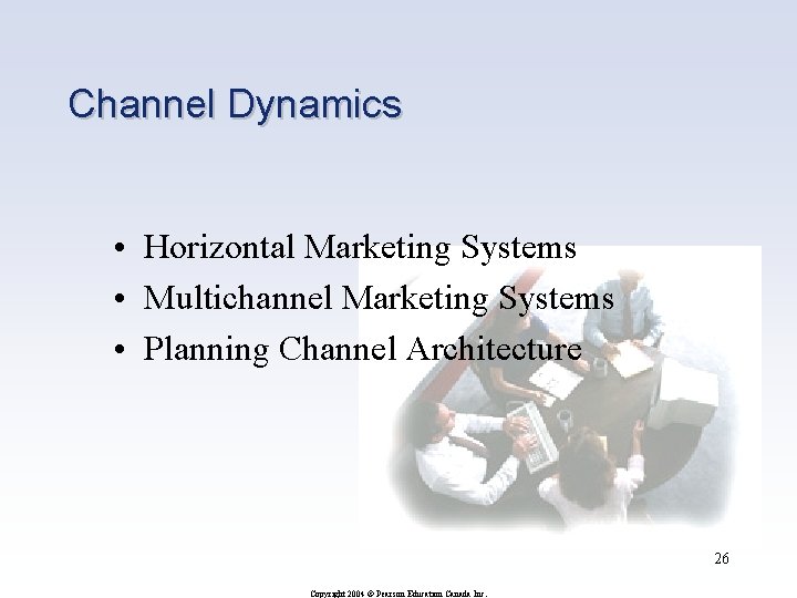 Channel Dynamics • Horizontal Marketing Systems • Multichannel Marketing Systems • Planning Channel Architecture