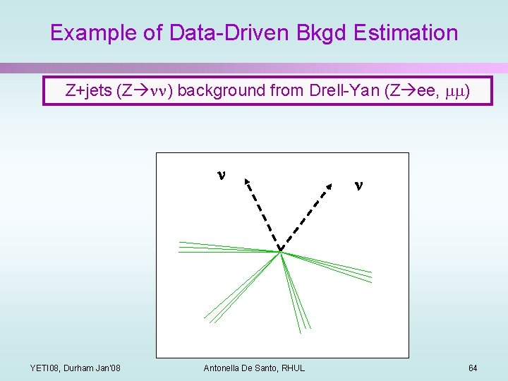 Example of Data-Driven Bkgd Estimation Z+jets (Z nn) background from Drell-Yan (Z ee, mm)