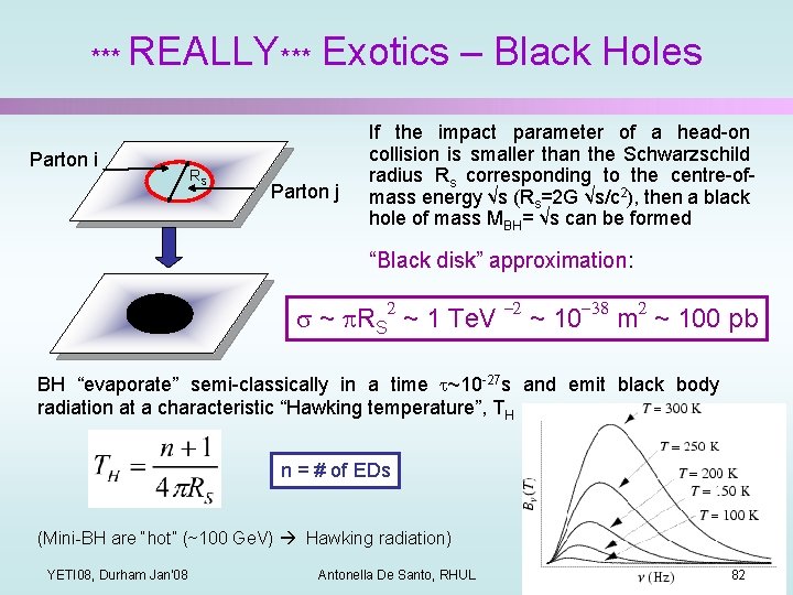 *** REALLY*** Parton i RS Exotics – Black Holes Parton j If the impact