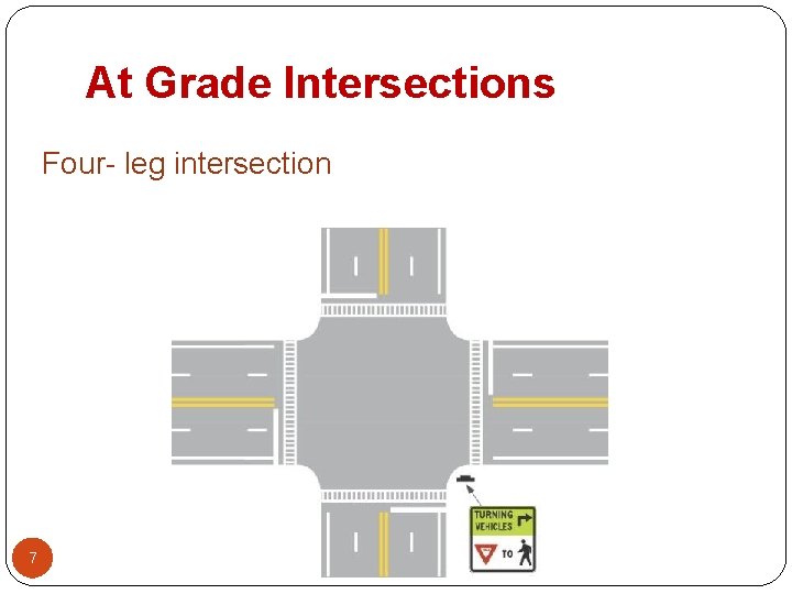 At Grade Intersections Four- leg intersection 7 